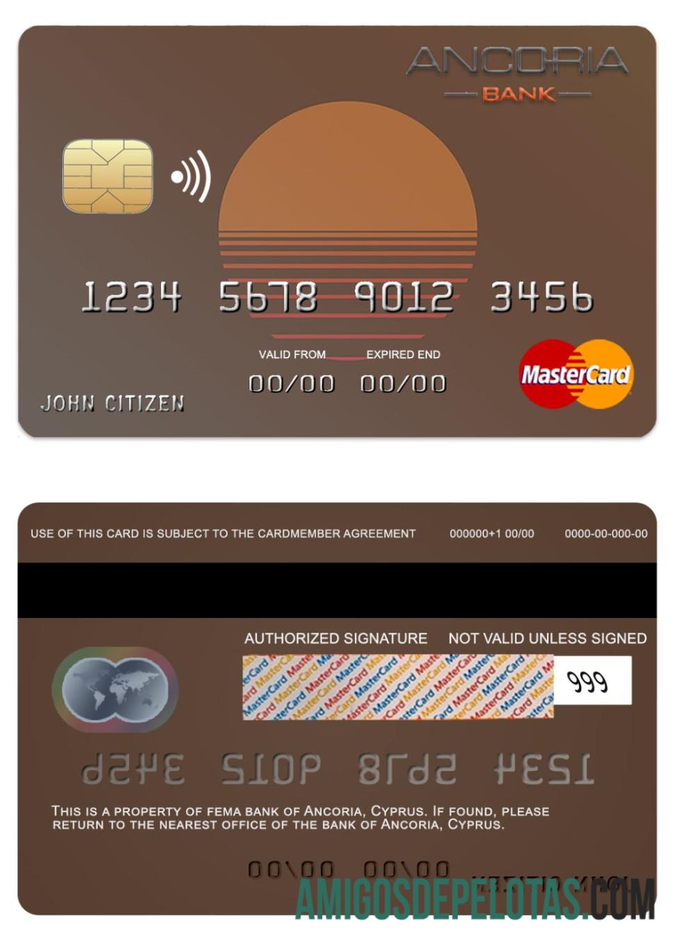 Chipre Anchor Bank Mastercard exemplo